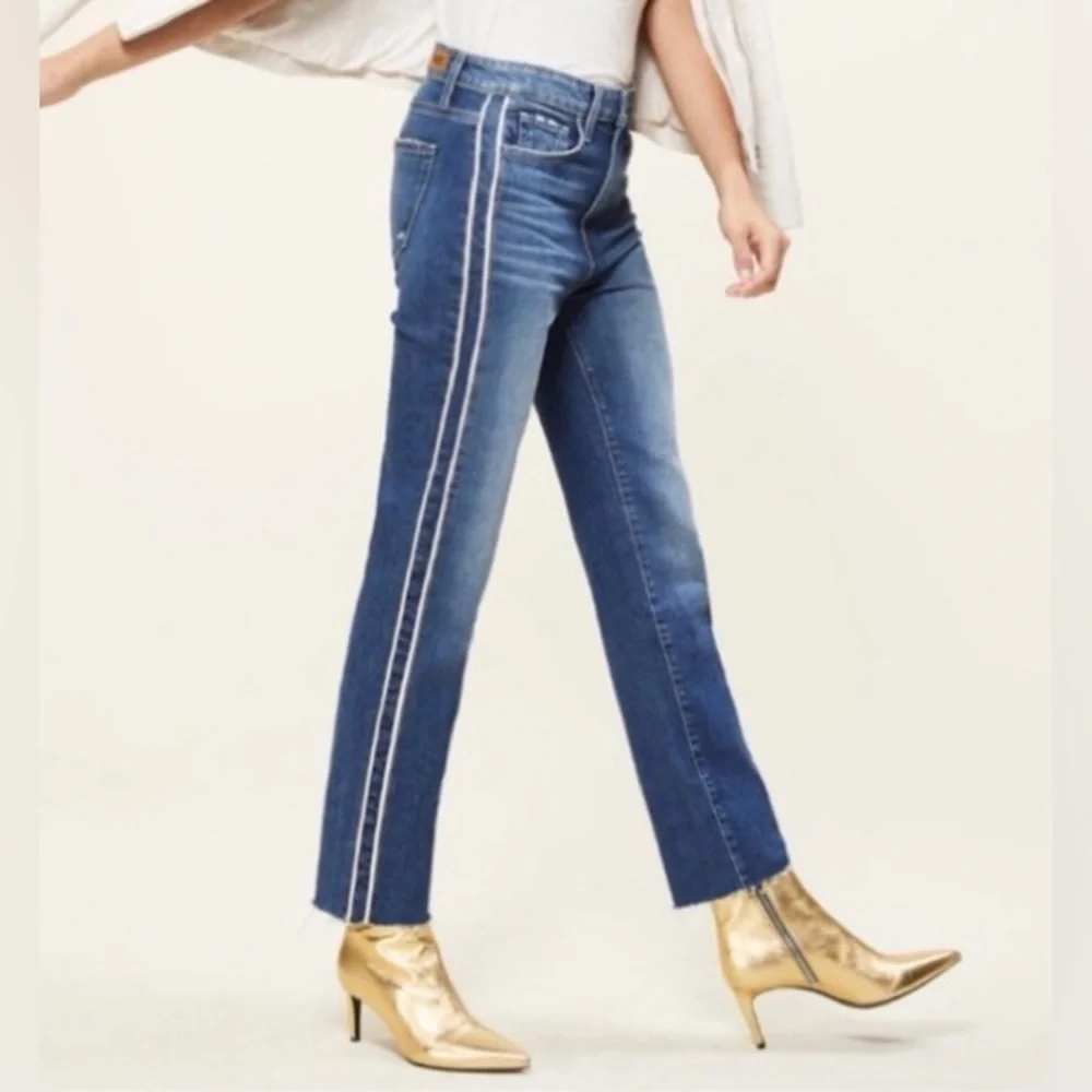 Paige Hoxton Straight Ankle Jeans in Indigo Cream size 28 - Picture 2 of 15